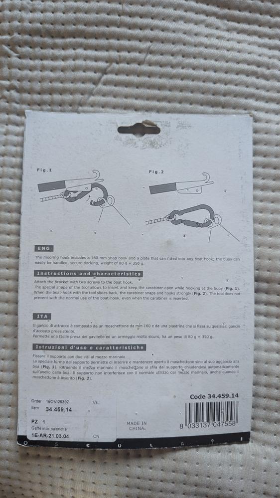 Gafe à baïonnette en inox