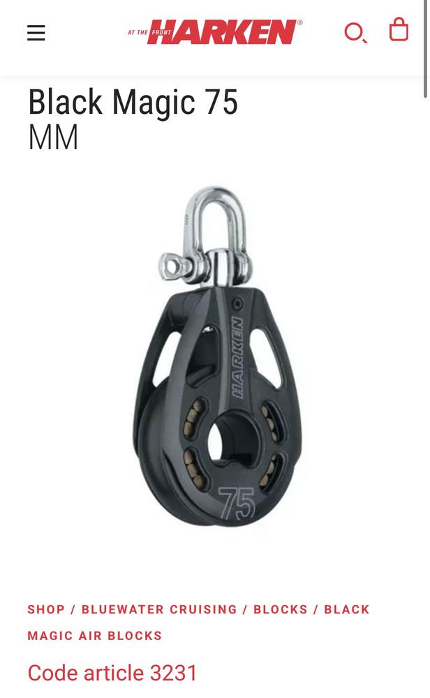 Poulie Harken black magic 75mm
